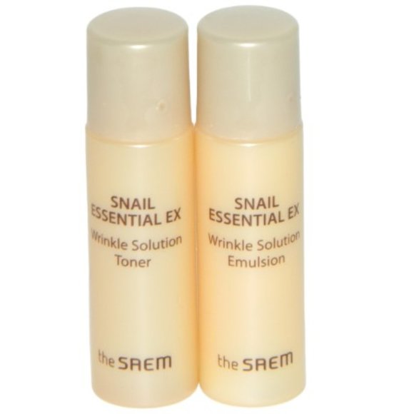 theSAEM Snail Essential EX Wrinkle Solution Toner and Emulsion 2pc Lot - Picture 1 of 3